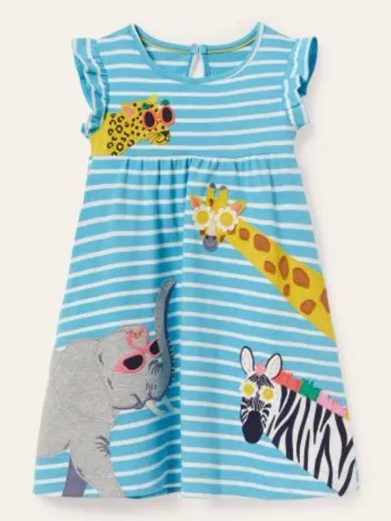 Mini Boden Other - Mini Boden Zoo Animal Appliqué Dress Sz 6-7